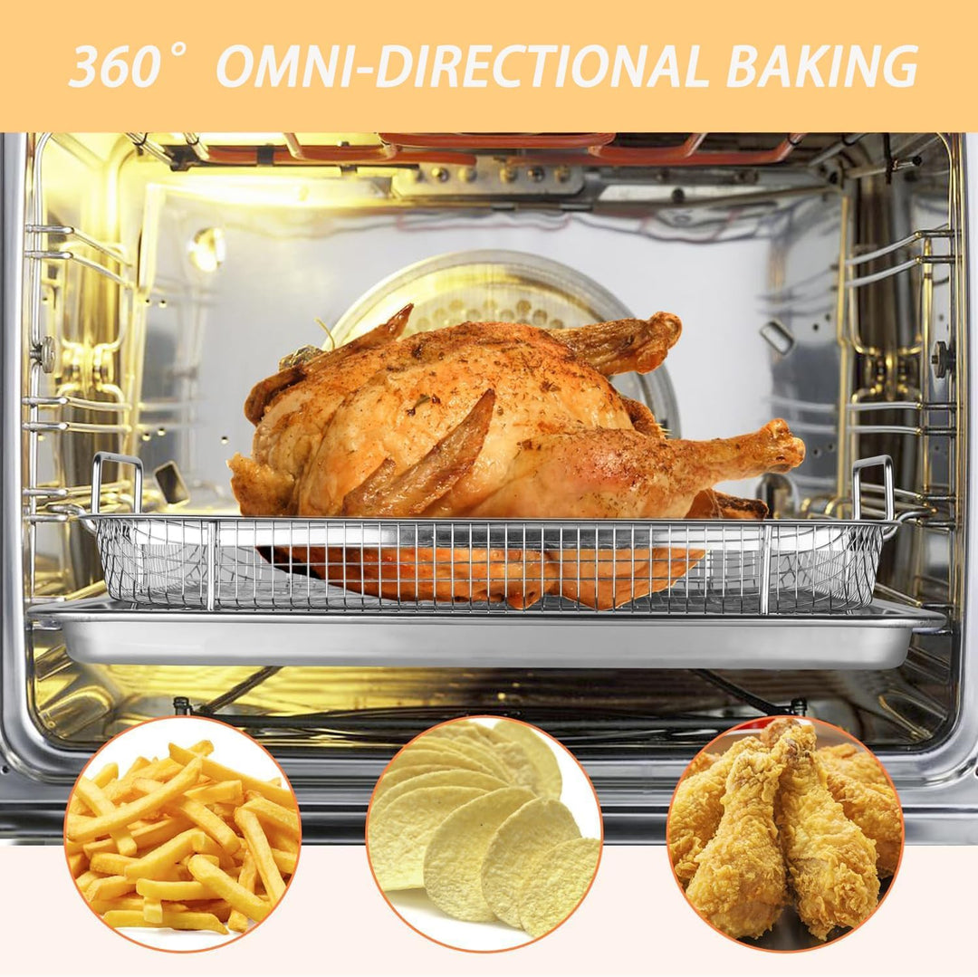 Bhina BBQ Grillkorb, Edelstahl Grillkorb mit Griff und Unterschale, Backform Set Korb, Crisper Korb,