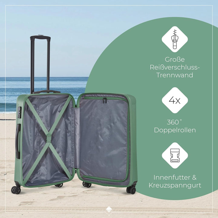 Travelite 4-Rad Hartschalenkoffer mittelgross 65 Liter, Gepäck Serie Bali: ABS Hartschalen Trolley m
