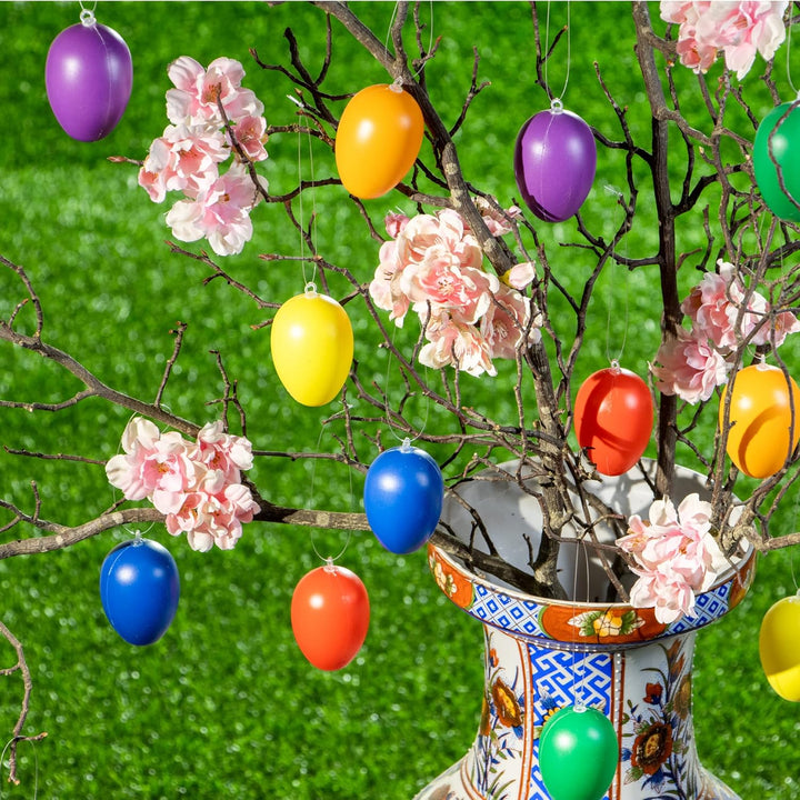 com-four® 36x Ostereier zum Aufhängen - Osterdeko in leuchtenden Farben - Deko Ostereier aus Kunstst