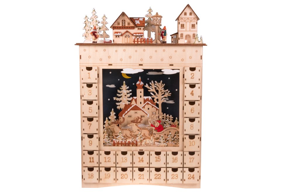 Clever Creations - Adventskalender mit Dorf-Motiv - 24-Tage-Diorama für den Weihnachtscountdown - ho
