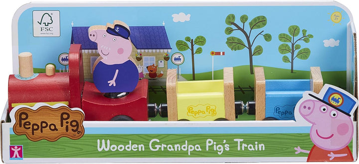 Peppa Pig CO07210 Tren de Madera Abuelo Holzzug Opa Pig, Mehrfarbig