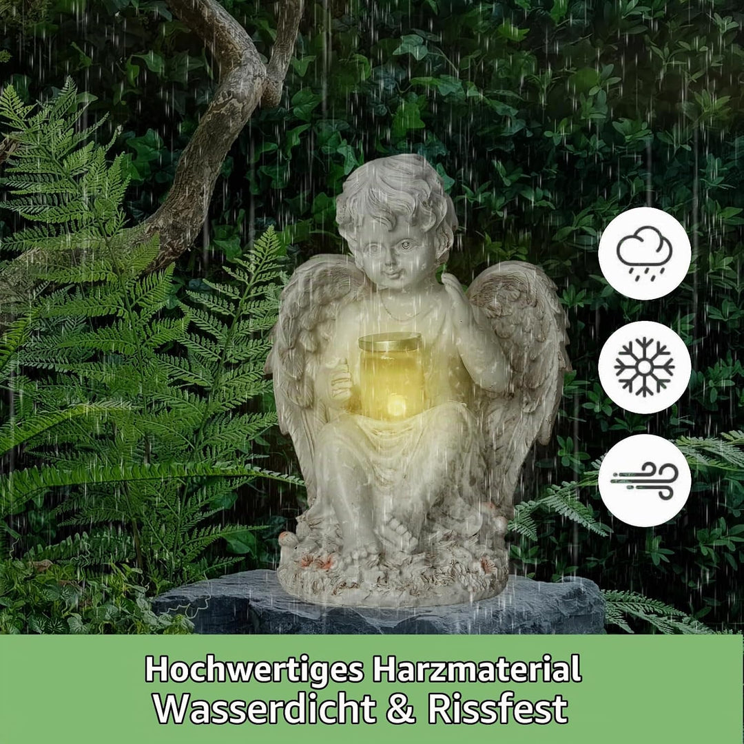 Tuzsocr Engel Gartenfiguren Solar Grablichter für draussen，wetterfest grabschmuck für Friedhof Outdo