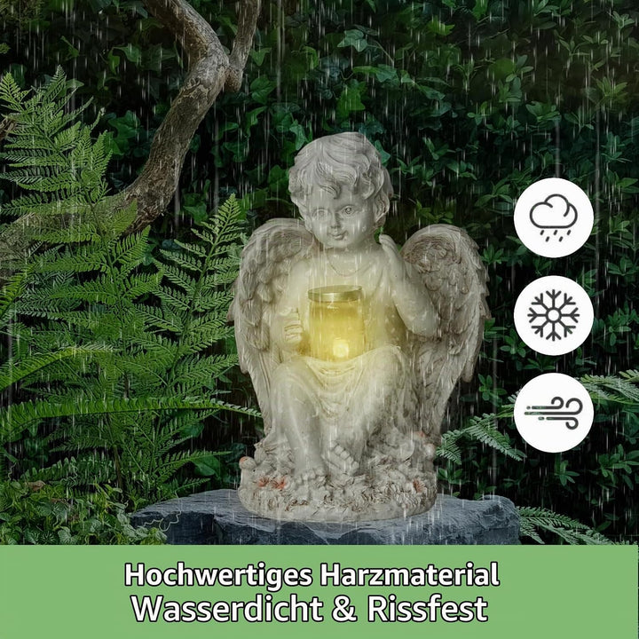 Tuzsocr Engel Gartenfiguren Solar Grablichter für draussen，wetterfest grabschmuck für Friedhof Outdo