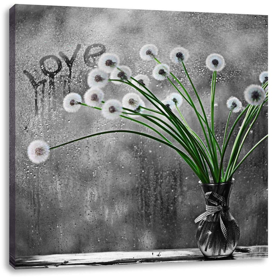 Pixxprint Pusteblumen bei Regen als Leinwandbild/Grösse: 70x70 cm/Wandbild/Kunstdruck/fertig bespann