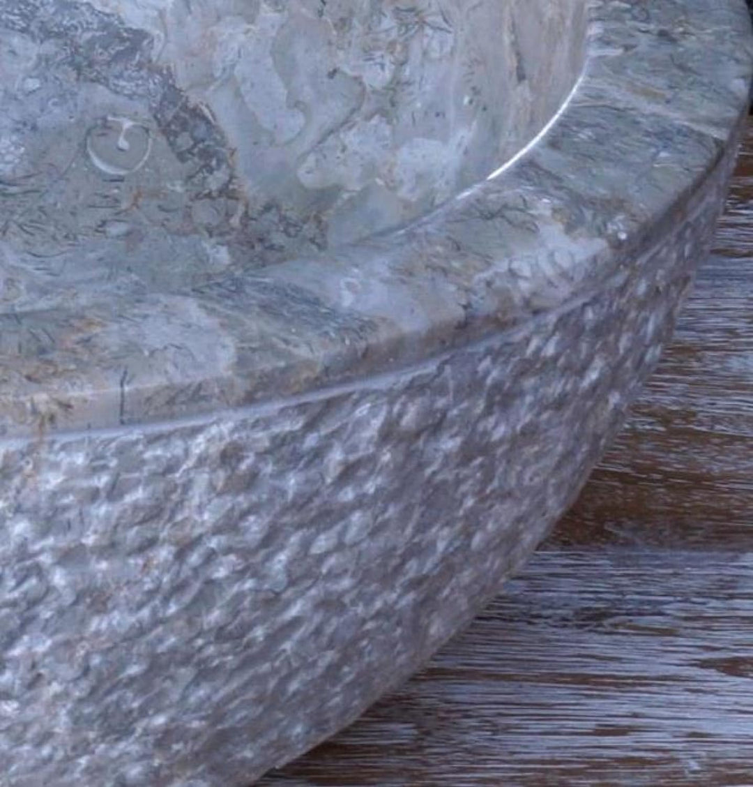 GURU SHOP Massives Rundes Marmor Aufsatz-Waschbecken, Waschschale, Naturstein Handwaschbecken - Ø 35