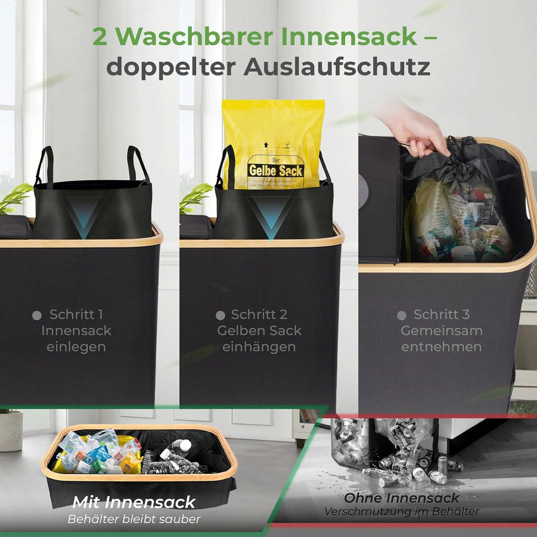 100L Gelber Sack Ständer mit Pfandflaschen Sammelbehälter, Für 60L-120L Gelber Sack, Gelber Sack Mül