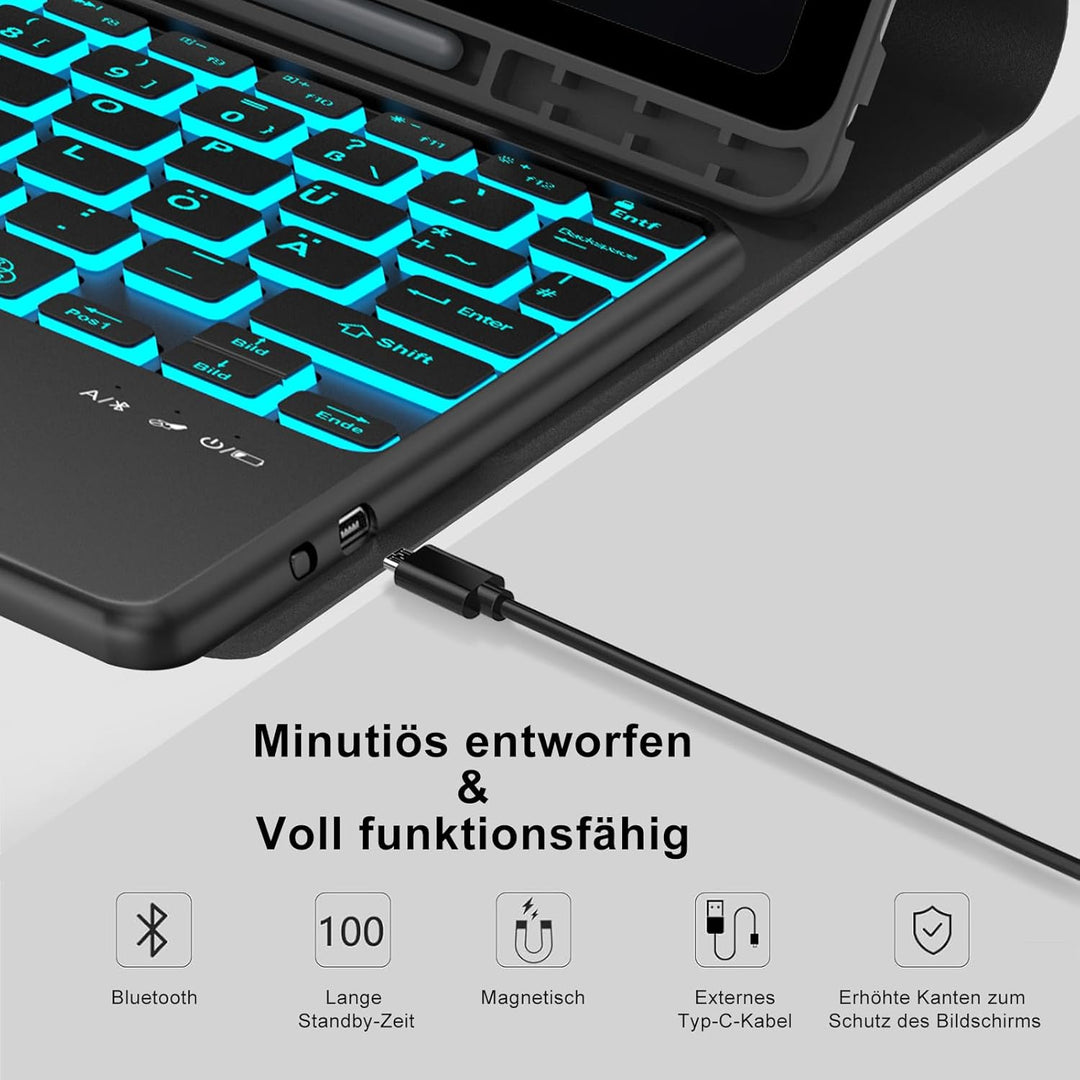 IVEOPPE Tastatur Hülle für Samsung Galaxy Tab А9 Plus 11 Zoll Con Touchpad, [QWERTZ Deutsches], Blue