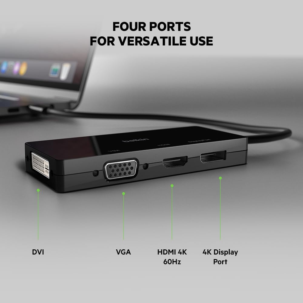 USB-C Video Adapter (HDMI, VGA, DVI, DISPLAYPORT), BLK, Video Adapter