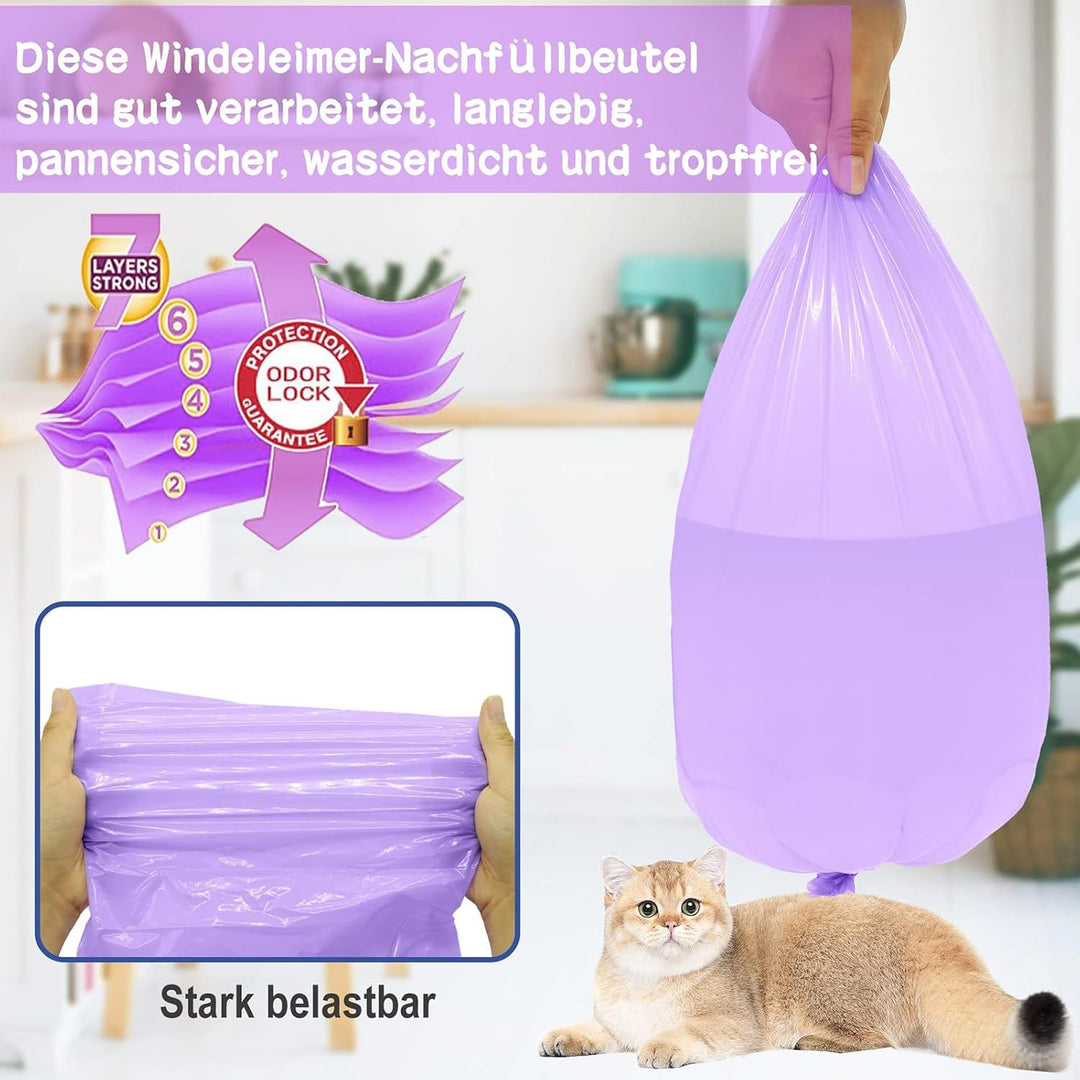12 Stück Litter Locker Nachfüllkassette, 4.5M Geruchsdicht Windeleimer Nachfüllkassetten, Nachfüllbe