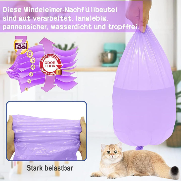 12 Stück Litter Locker Nachfüllkassette, 4.5M Geruchsdicht Windeleimer Nachfüllkassetten, Nachfüllbe