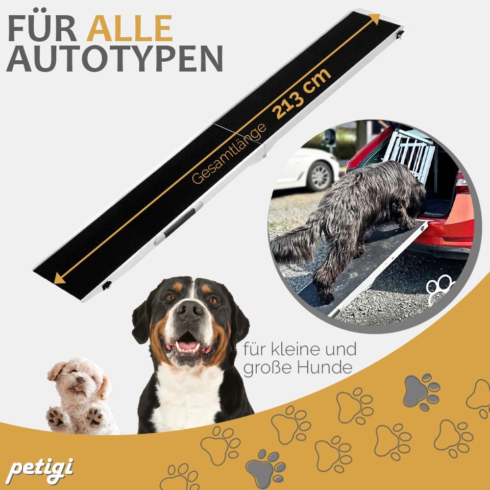 Auswahl Hunderampe für Auto, Aluminium, Hunde Rampe, Hundetreppe, SUV, rutschfest, Belastbarkeit 70