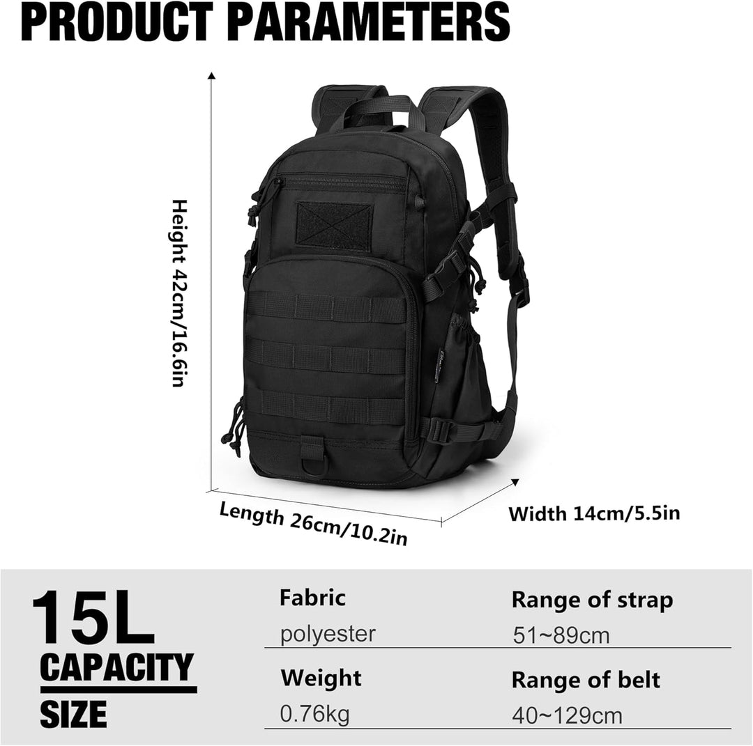Mardingtop 15L Rucksack Herren Fahrradrucksack mit Helmnetz Wanderrucksack Klein Militär Backpack mi