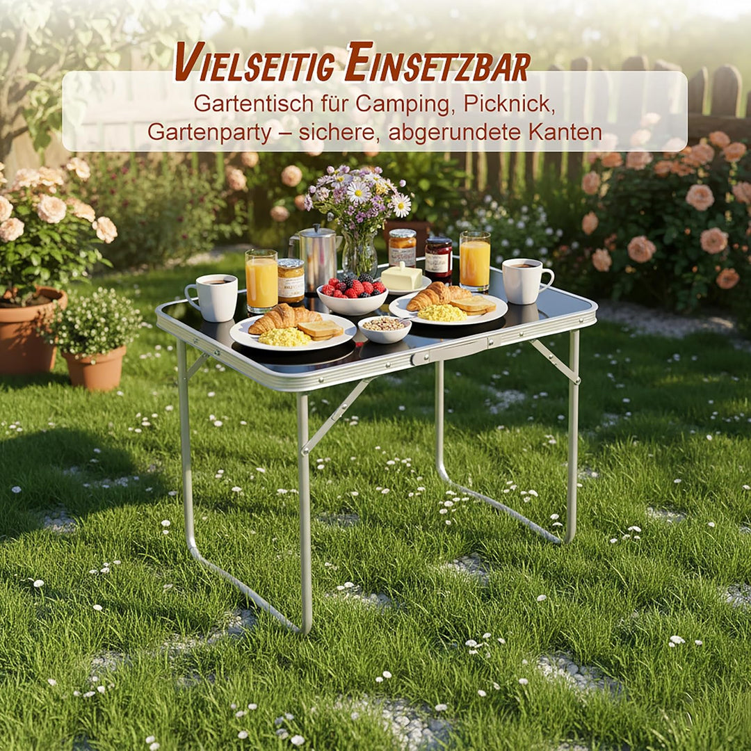 Relaxdays Campingtisch, Faltbarer Beistelltisch, HBT 68,5 x 80 x 60 cm, Camping & Picknick, Klapptis