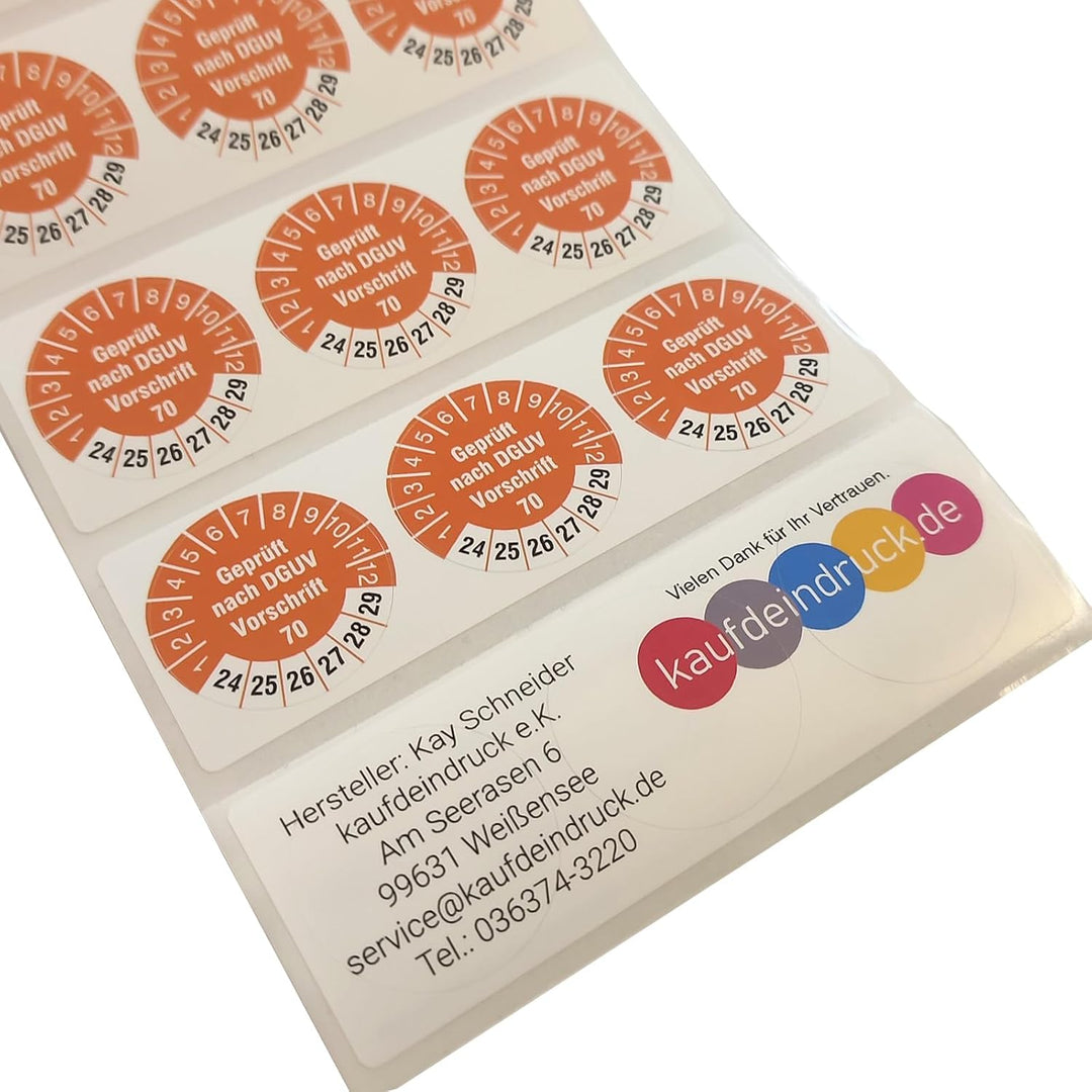 500 Stück Prüfplakette 18 mm nächster Prüftermin 2024-2029 Prüfetiketten auf Rolle stark haftend 500