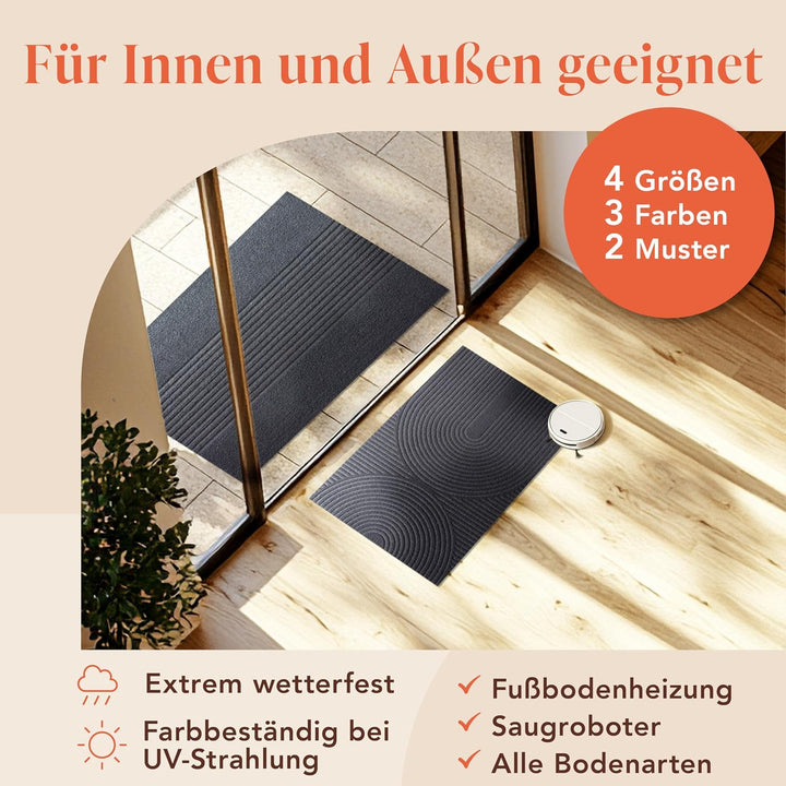 Blumtal Fussmatte 60x90 cm - rutschfeste Schmutzfangmatte - Fussabtreter mit Muster - Fussmatten Hau
