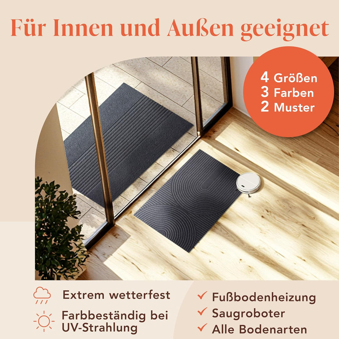 Blumtal Fussmatte 60x90 cm - rutschfeste Schmutzfangmatte - Fussabtreter mit Muster - Fussmatten Hau