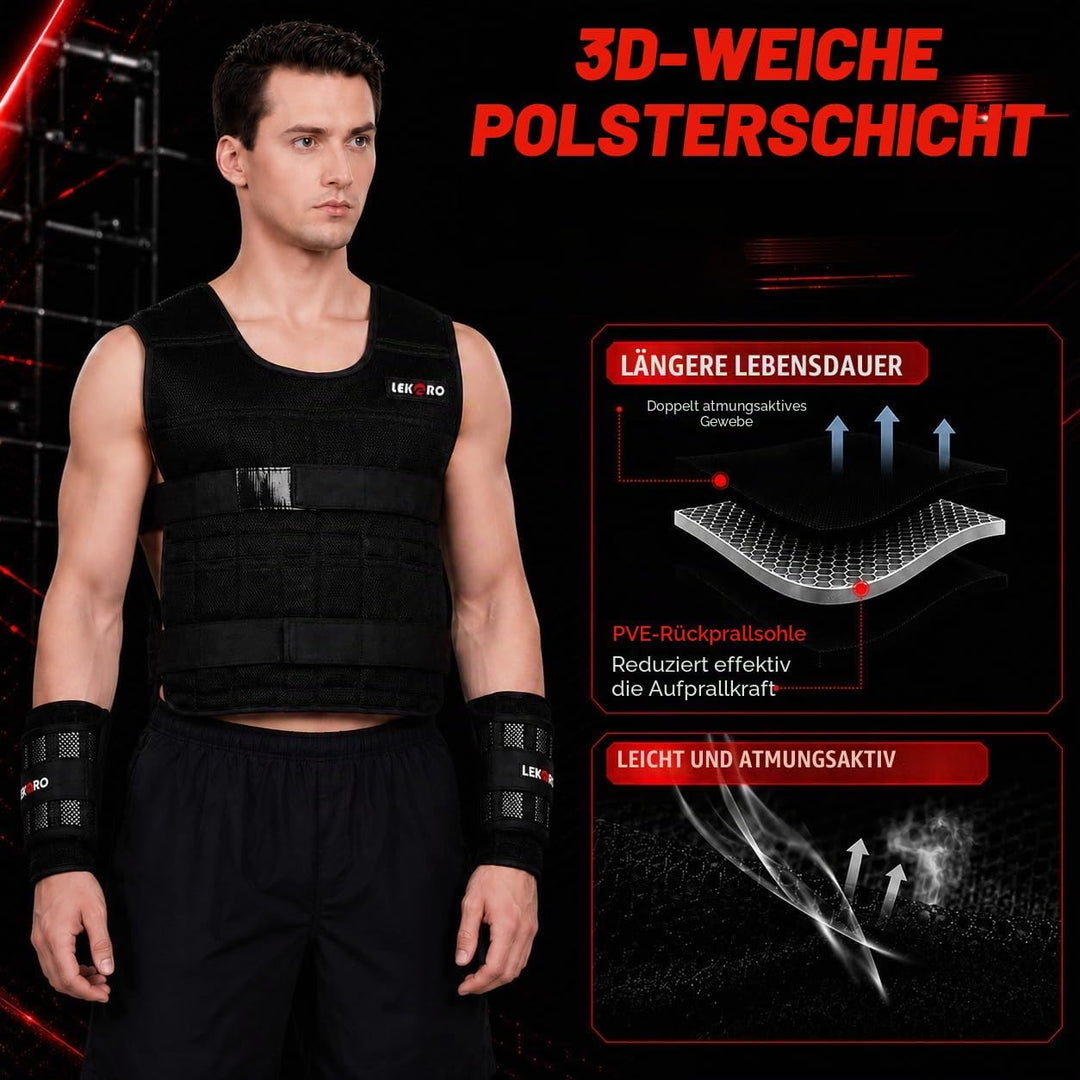 Verstellbare Gewichtsweste, 20 kg, Workout, Gewichtsweste, Training, Fitness, Gewichtsjacke für Männ