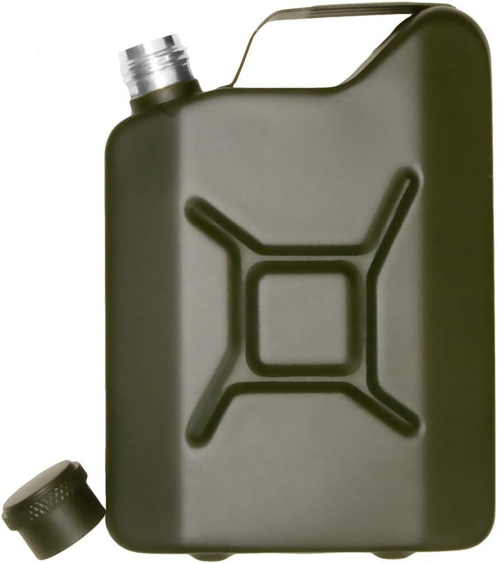 Edelstahl Flachmann im Benzinkanister-Design, 150ml Trinkflasche, oliv-grün