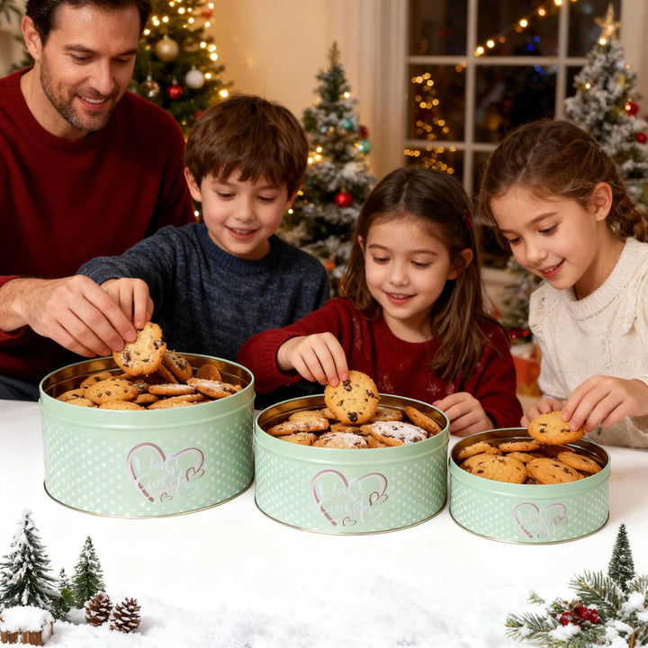 Brandsseller 3er Set Keksdose Hüftgold Weihnachtsdose Plätzchendose Gebäckdose Aufbewahrungsdose Met