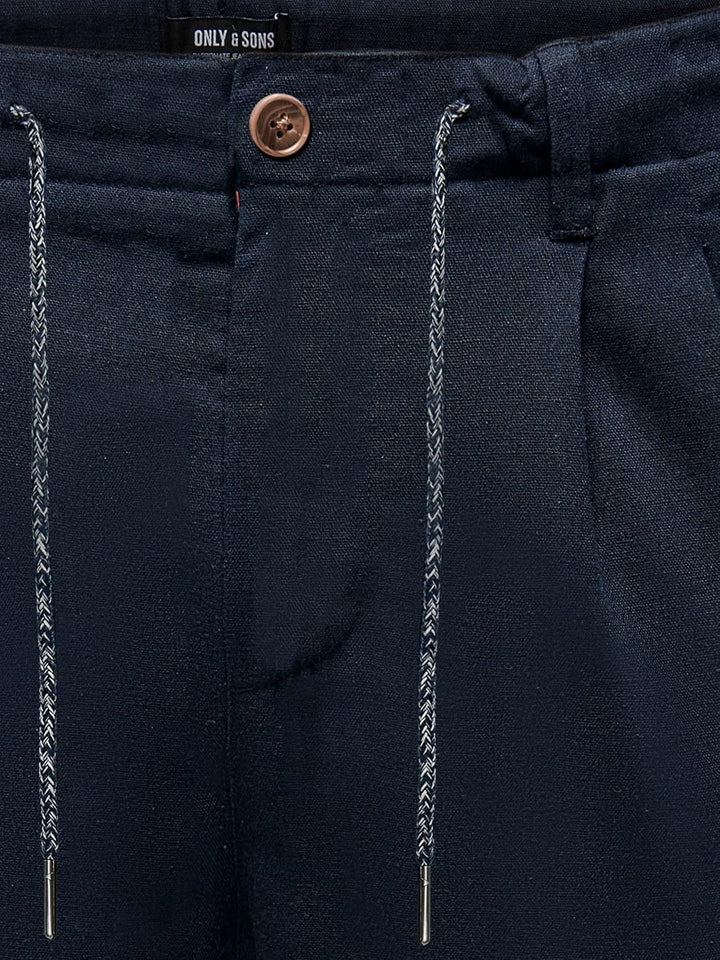 PIECES Herren Onsleo Crop Linen Mix 0048 Pant 31W / 34L Dark Navy, 31W / 34L Dark Navy