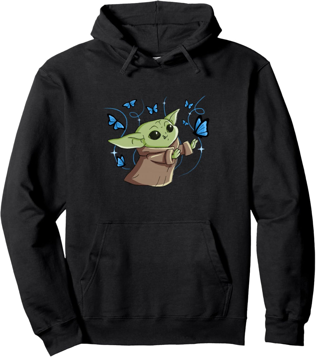 Star Wars The Mandalorian The Child with Blue Butterflies Pullover Hoodie