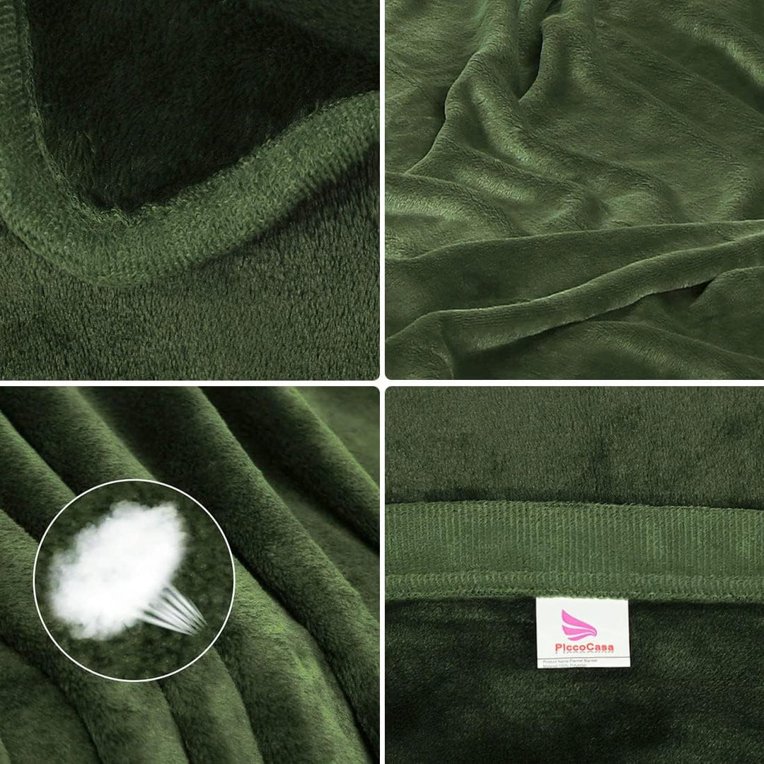 PiccoCasa Kuscheldecke Tagesdecke Fleecedecke mit Rand Microfaser Decke Weiche Warme Leichte Decke 3