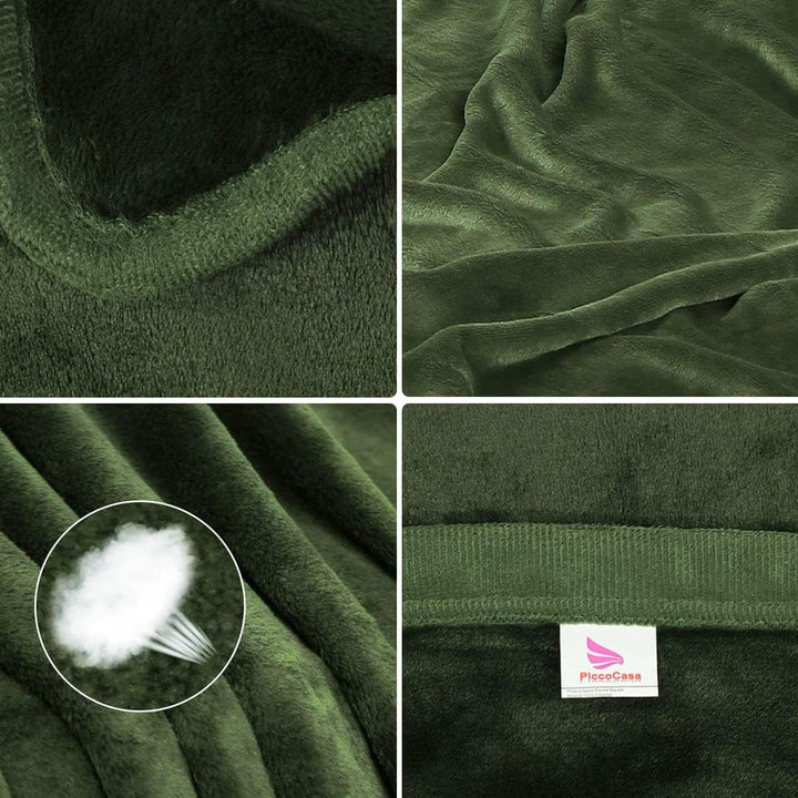 PiccoCasa Kuscheldecke Tagesdecke Fleecedecke mit Rand Microfaser Decke Weiche Warme Leichte Decke 3