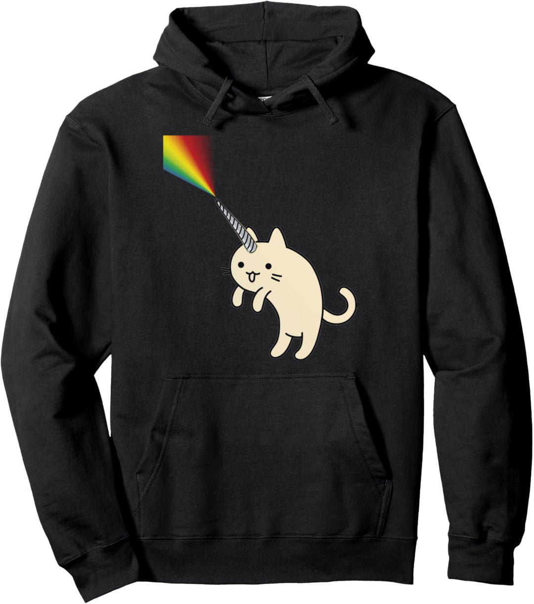 Kitty Einhorn Rainbow - New Pouncing Caticorn Pullover Hoodie