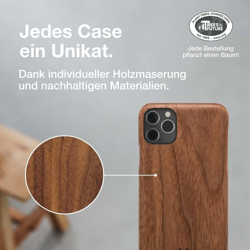 Woodcessories - Handyhülle kompatibel mit iPhone 11 Pro Max Hülle Holz, Echtholz - EcoSlim Case (Wal