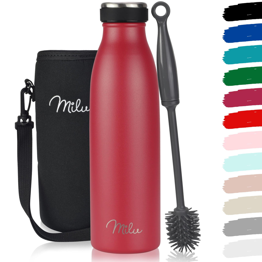 Milu Edelstahl Trinkflasche 350ml, 500ml, 750ml, 1L, 1,5L Thermosflasche Isolierte Wasserflasche, Au