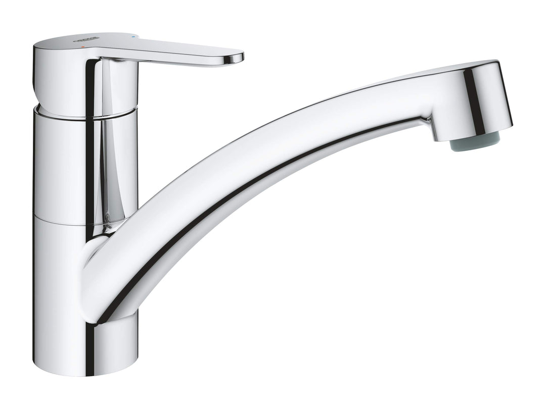 GROHE BauEco - Einhand-Spültischbatterie (flacher Auslauf, Schwenkbereich 140°, Einlochmontage), chr