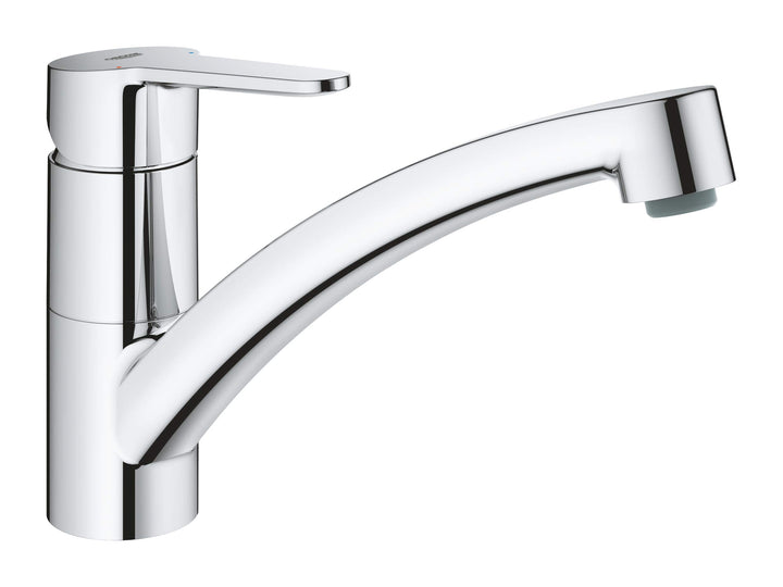 GROHE BauEco - Einhand-Spültischbatterie (flacher Auslauf, Schwenkbereich 140°, Einlochmontage), chr