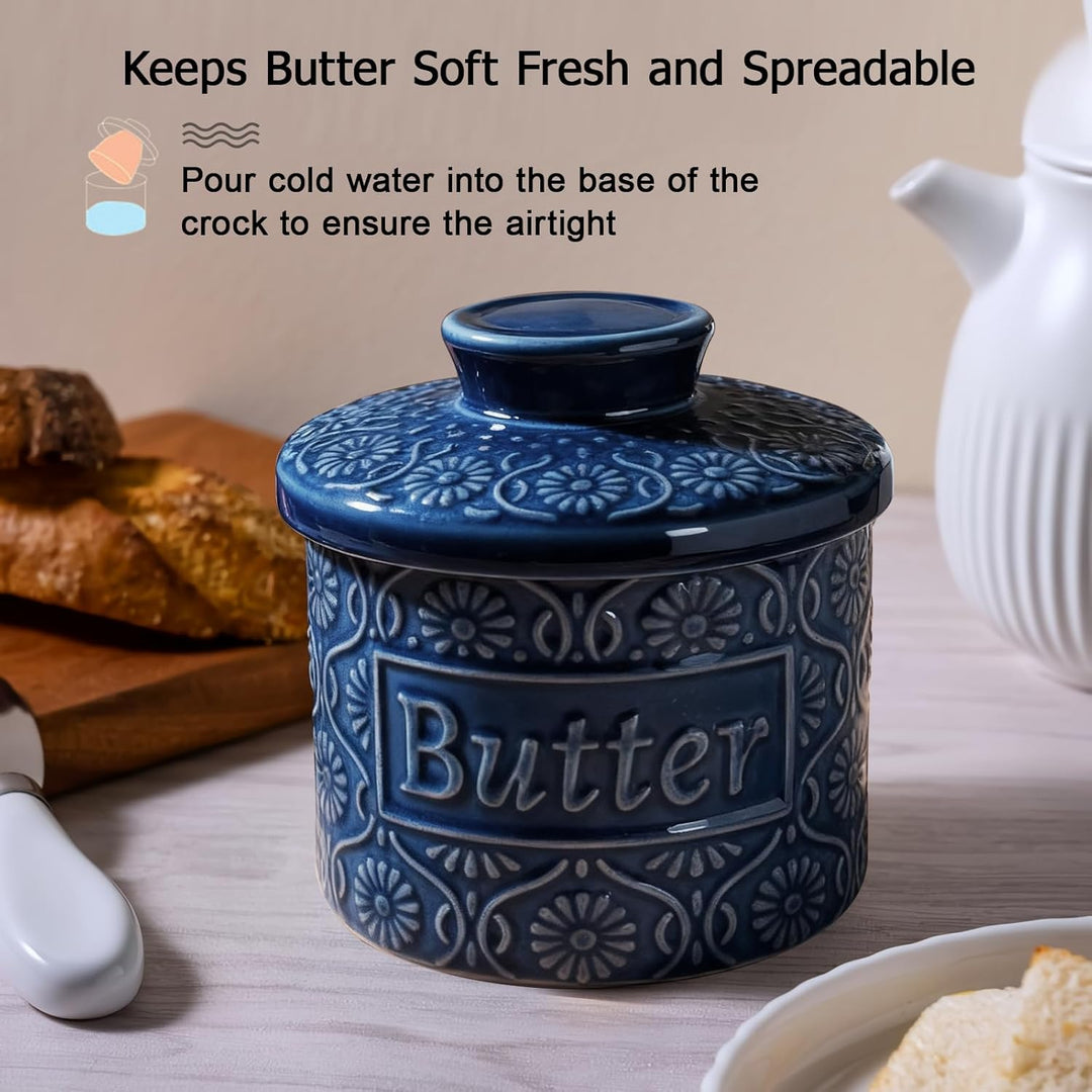 Keramik Butterdose, französische Butterdose, keramische butterglocke mit Deckel, butterdose wasserge