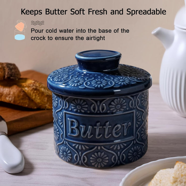 Keramik Butterdose, französische Butterdose, keramische butterglocke mit Deckel, butterdose wasserge