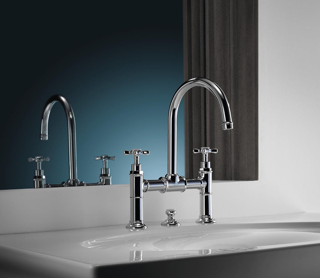 AXOR Wasserhahn Montreux 2-Griff Waschtischarmatur, Auslauf Höhe 220mm mit Zugstangen-Ablaufgarnitur