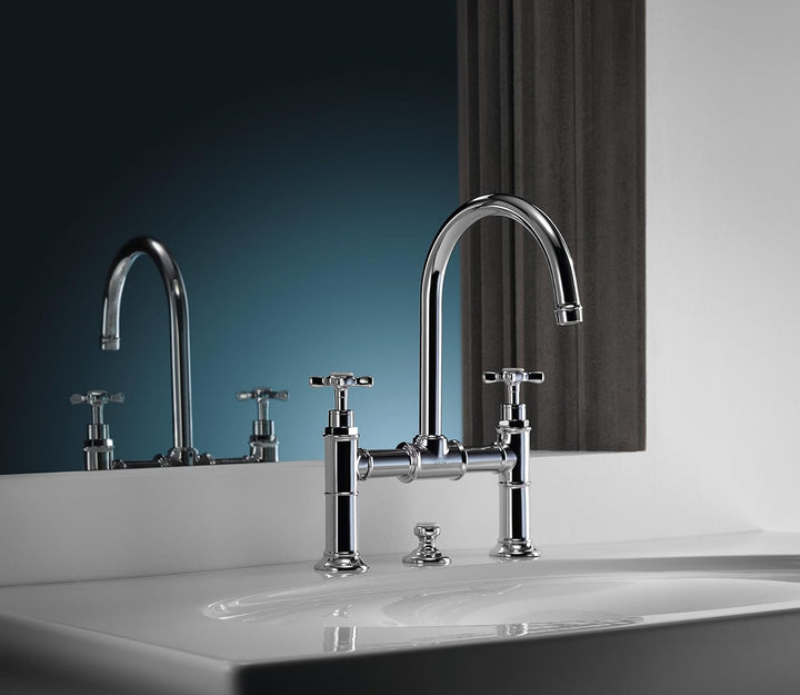 AXOR Wasserhahn Montreux 2-Griff Waschtischarmatur, Auslauf Höhe 220mm mit Zugstangen-Ablaufgarnitur