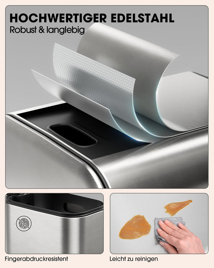 lovewind 6L Badezimmer Mülleimer, schmaler silberner Treteimer zum Platzsparen, kleiner Mülleimer fü