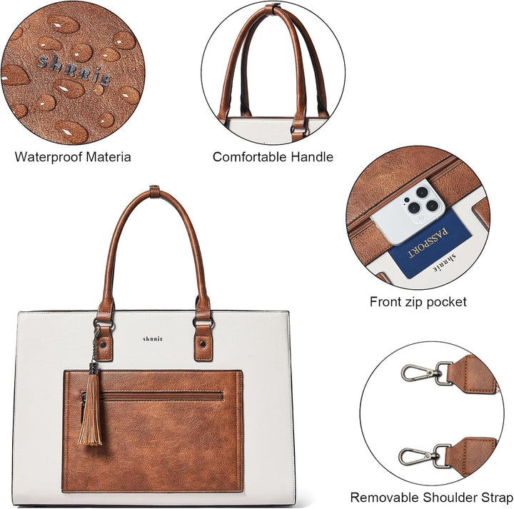 Shrrie Handtasche für Damen, Laptoptasche Aktentasche Arbeitstasche - Businesstasch für Business Bür