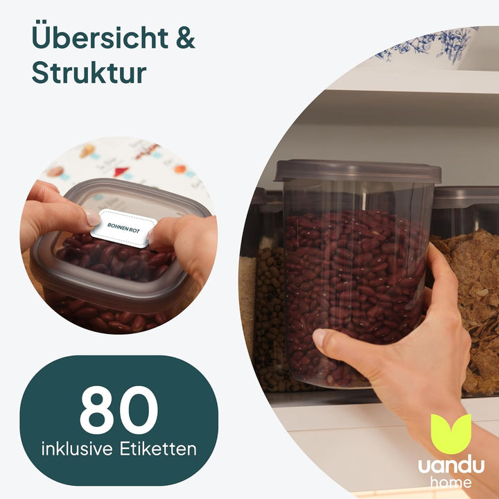 uandu Vorratsdosen mit Deckel Luftdicht | Aufbewahrungsbox Küche | Aufbewahrung & Organisation | Vor