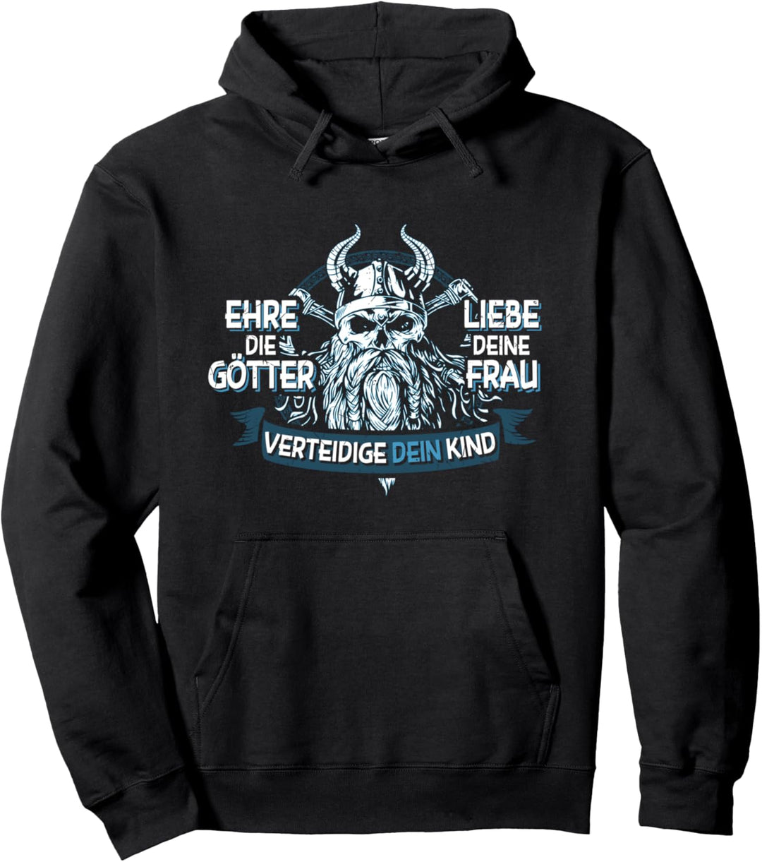 Ehre Götter Liebe Frau Verteidige Kind Wikinger Nordmann Pullover Hoodie