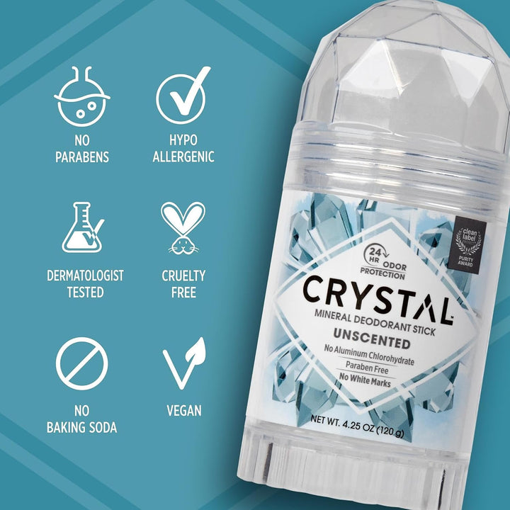 Crystal, Körper-Deodorant, Stick, ohne Duft, 125 ml Original 125 ml (1er Pack), Original 125 ml (1er