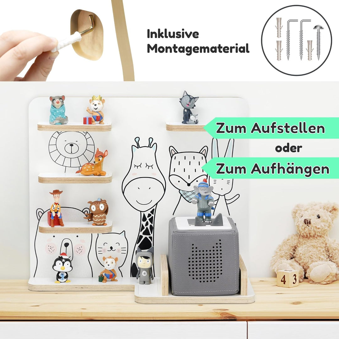 stadtecken Holzregal für Musikbox I Passend für die Toniebox und ca. 35 Tonies I Perfekte Aufbewahru