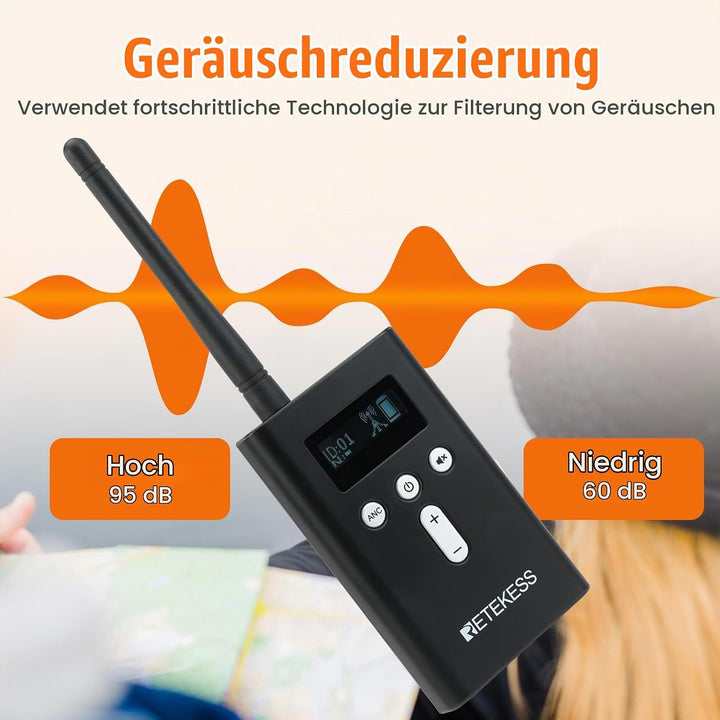 Retekess T130Pro Kabelloses Tour Guide System, Abgestufte Geräuschreduzierung, Audio Whisper Tour Gu