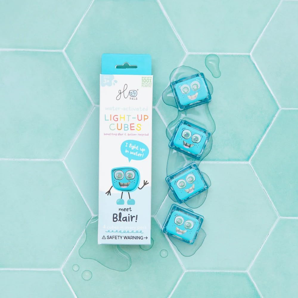 Glo Pals Blair Leuchtwürfel, 4er-Set, Wasserspielzeug mit Leuchteffekt Blau, Blau