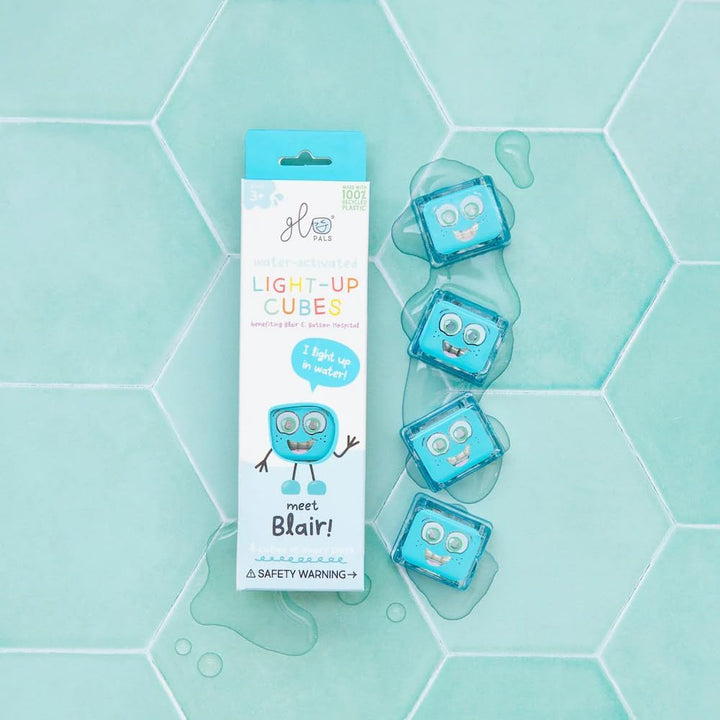 Glo Pals Blair Leuchtwürfel, 4er-Set, Wasserspielzeug mit Leuchteffekt Blau, Blau