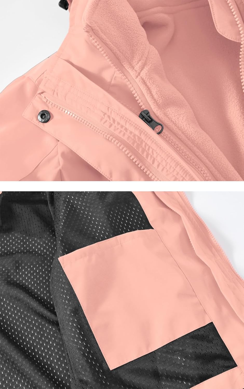 YSENTO Damen 3-in-1 Skijacke Winter FleeceJacke Wasserdichte Winddichte Warme Funktions Outdoor Soft