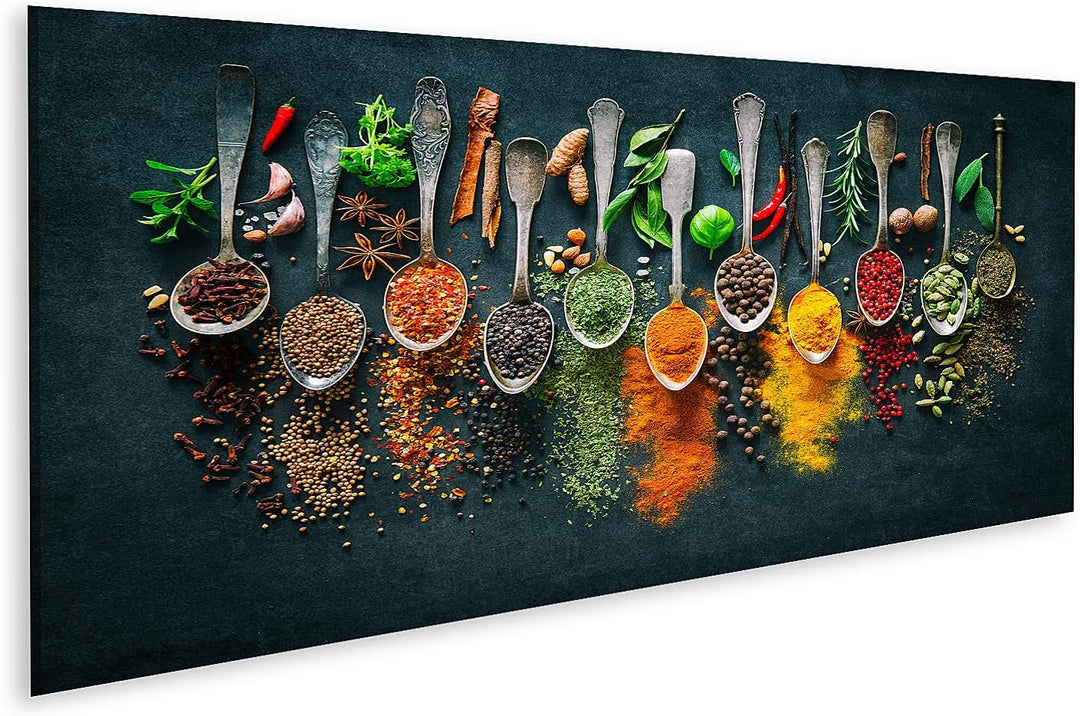 islandburner Bild auf Leinwand Bunte Verschiedene Kräuter Gewürze Kochen Dunkler Hintergrund Bilder