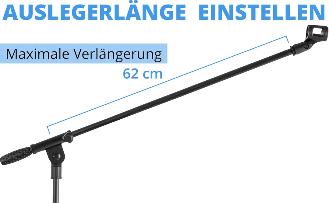 McGrey MBS-01 Mikrofonständer mit Galgen und Mikrofonklemme (Schwenkarm, höhenverstellbar bis ca. 15