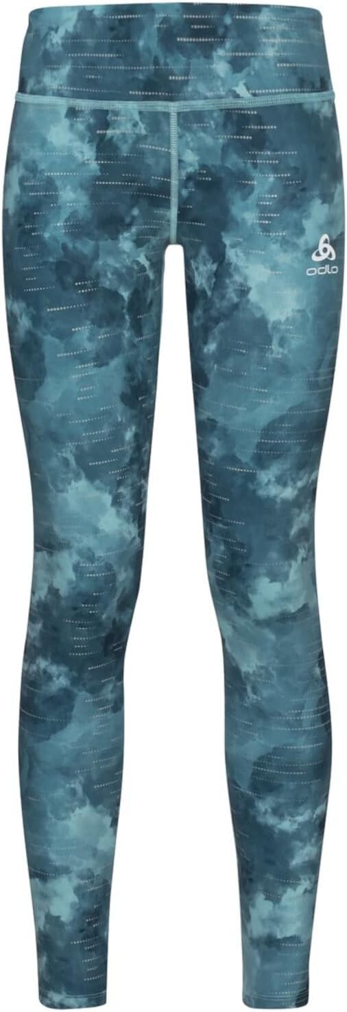 Odlo Damen Laufhose Tights Zeroweight Print Reflective M Blue Wing Teal, M Blue Wing Teal