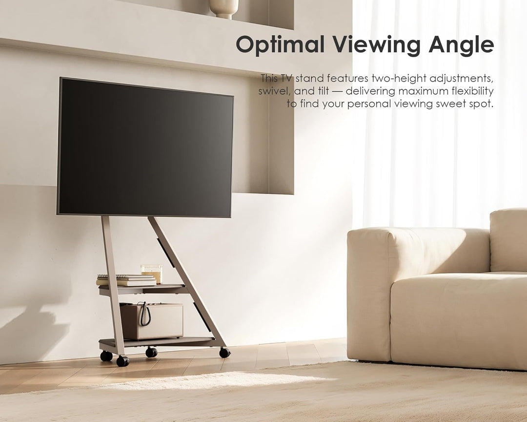 FITUEYES Design TV Ständer Rollbar, Mobiler TV Stand mit Rollen für 32 40 43 55 65 Zoll Flach & Curv